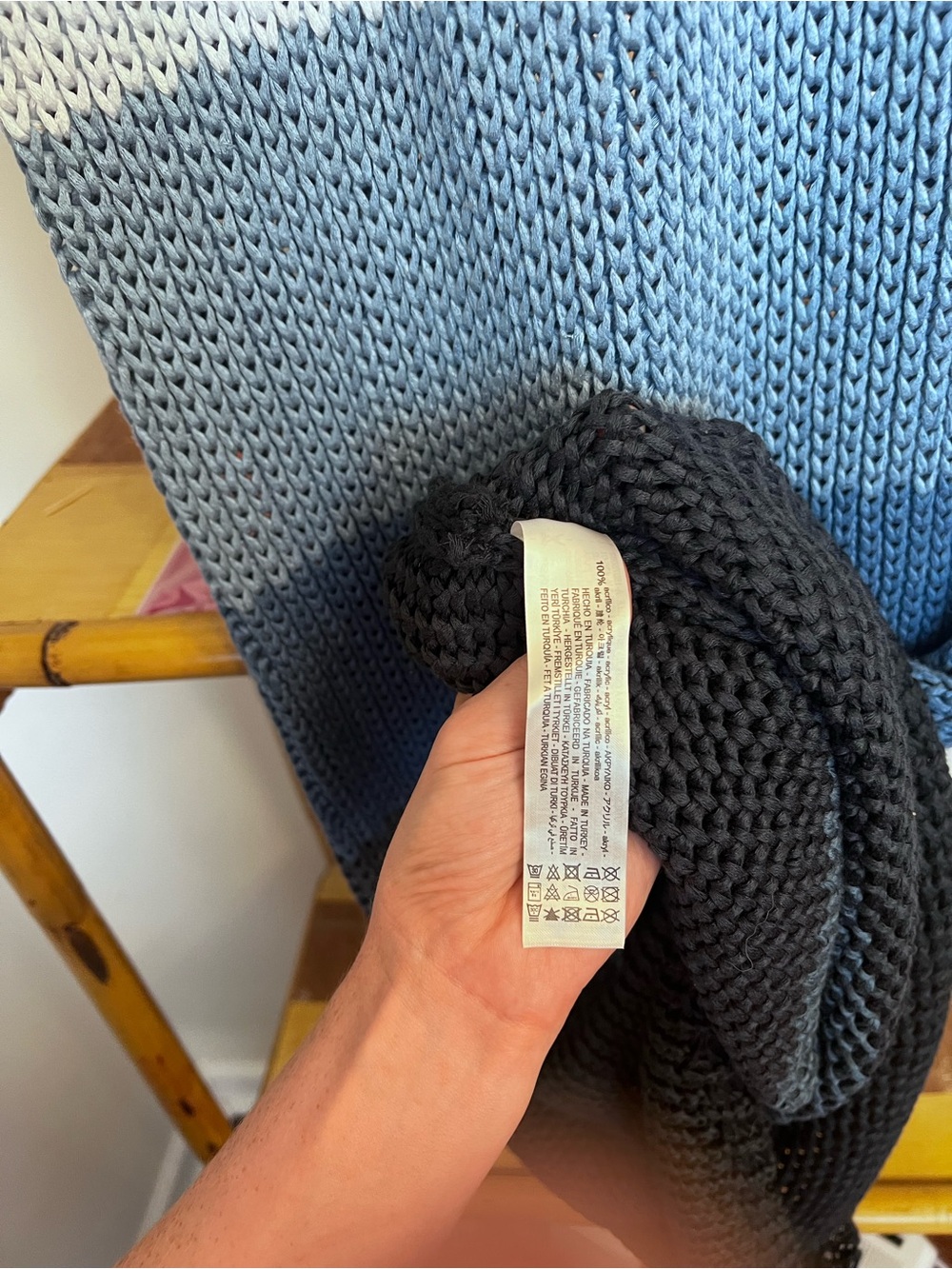Knit Ombre Blue Stripe Tie-Shoulder Dress - Picture 4 of 4